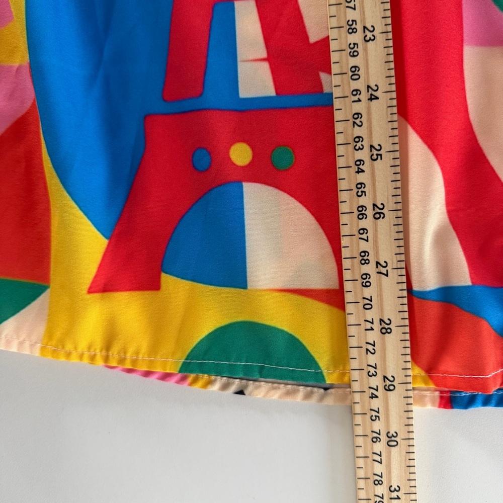 Retro Art Teacher Hawaiian Shirt L Memphis Style Modern Abstract AOP Geometric - Picture 6 of 9
